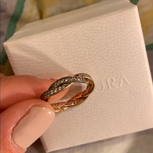 Pandora Sparkling Twisted Lines Ring Rose Gold 4.5 - Picture 3 of 5